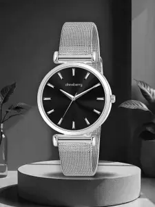 DressBerry Women Stainless Steel Textured Straps Analogue Watch DB-LR003-BLK