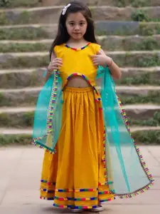 BAESD Girls Cotton Thread Work Ready to Wear Lehenga & Blouse With Dupatta
