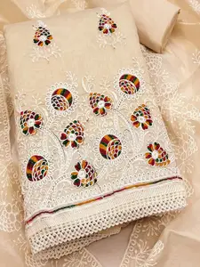 Peachmode Women Floral Embroidered Chanderi Cotton Unstitched Dress Material