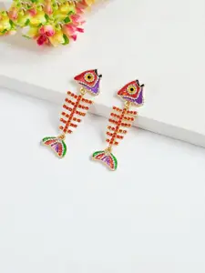 AVANT-GARDE PARIS Gold-Plated Rhinestones Studded Fish Shaped Studs