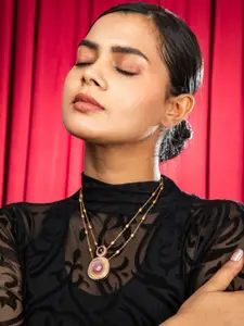 Niscka Gold-Plated Zircon Studded Minimal Necklace