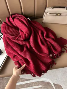 QUECY Women Self Design Scarves With Tasselled