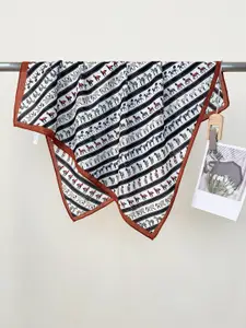 QUECY Women Striped Printed Scarf