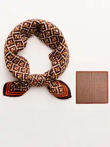 QUECY Women Printed Scarf with Taping Border