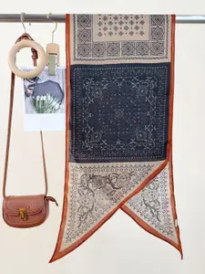 QUECY Women Ethnic Motifs Printed Scarf with Taping Border