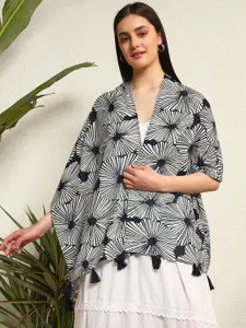 Ravaiyaa Women Printed  Cotton Tasseled Scarf