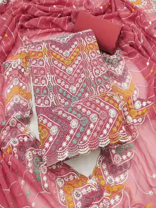 Peachmode Women Embroidered Jacquard Unstitched Dress Material