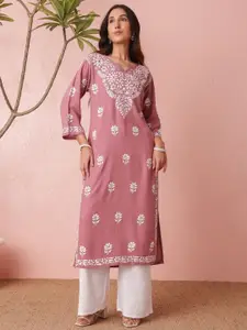 Chowkhat Women Ethnic Motifs Embroidered Chikankari Kurta