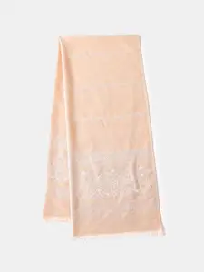 QUECY Women Ethnic Motifs Print Scarf with Frayed Border