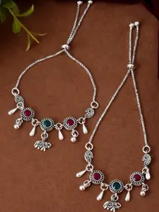 Sangria Stainless Steel Silver-Plated Anklet