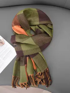 QUECY Women Checked Tasselled Scarf