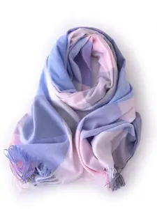 QUECY Women Checked Tasselled Scarf