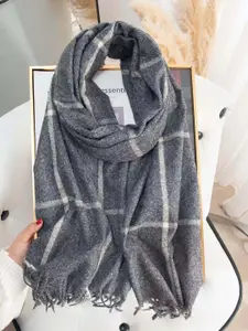 QUECY Women Striped Tasselled Scarf