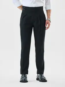 Snitch Men Black High-Rise Slim Fit Trouser
