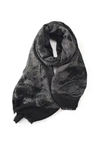 QUECY Women Printed Scarf with Frayed Border