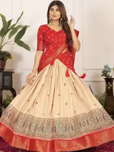 LADY SHOPI Printed Ready to Wear Lehenga & Unstitched Blouse With Dupatta