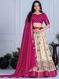 Aika Printed Ready to Wear Silk Lehenga & Unstitched Blouse With Dupatta