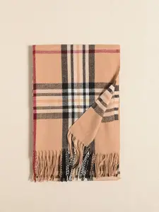 QUECY Women Checked Frayed Scarf