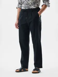 Snitch Men Snitch Black Mid-Rise Regular Fit Trouser