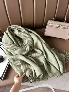 QUECY Women Self Design Tasselled Scarf