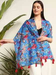 Ravaiyaa Women Printed Tasseled Border Cotton Scarf