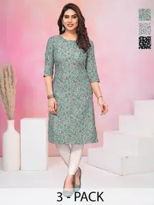 KETAKI FASHION Women Pack of 3 Floral Printed Daily Straight Kurtas