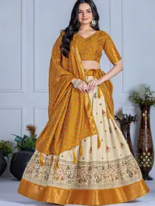 Aika Printed Ready to Wear Silk Lehenga & Unstitched Blouse With Dupatta