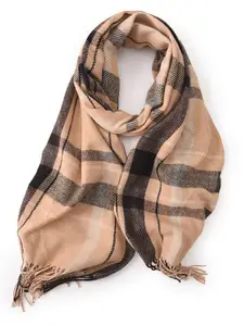 QUECY Women Checked Tasselled Scarf