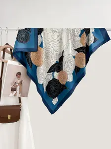 QUECY Women Printed Scarf with Solid Border