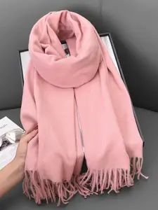QUECY Women Solid Tasselled Scarf