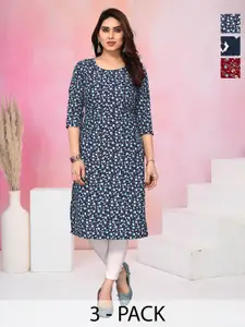 KETAKI FASHION Women Pack of 3 Floral Printed Daily Straight Kurtas