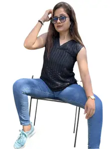 Bhanderi Fashion Women Self Design Georgette Top