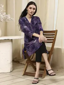 Biba Ethnic Motifs Printed Mandarin Collar A-Line Kurta