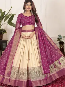 LADY SHOPI Printed Ready to Wear Lehenga & Unstitched Blouse With Dupatta