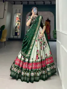 LADY SHOPI Printed Art Silk Ready to Wear Lehenga & Unstitched Blouse With Dupatta