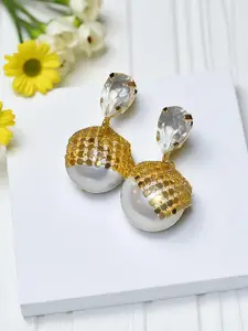 AVANT-GARDE PARIS Gold-Plated Cubic Zirconia Studded And Beaded Spherical Drop Earrings