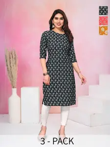 KETAKI FASHION Women Pack Of 3 Printed Crepe Kurta