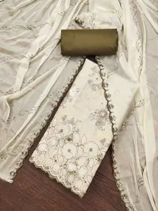 KIMISHA Floral Printed Thread Work Unstitched Dress Material