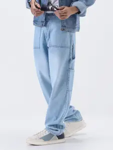 Urbano Fashion Men Ice Blue Loose Baggy Fit Carpenter Cargo Jeans