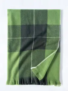 QUECY Women Checked Scarf with Frayed Border