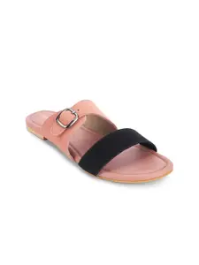 Gibelle Women Open Toe Flats with Detail Buckles