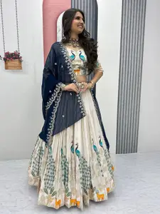 BAESD Floral Embroidered Sequinned Semi-Stitched Lehenga & Unstitched Blouse With Dupatta