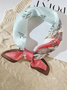 QUECY Women Printed Silk Scarf