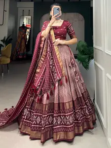LADY SHOPI Printed Ready to Wear Lehenga & Unstitched Blouse With Dupatta