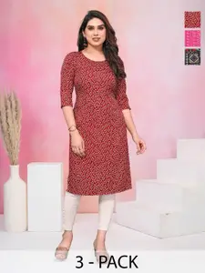 KETAKI FASHION Women Pack of 3 Floral Printed Daily Straight Kurtas
