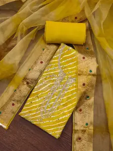 KIMISHA Leheriya Printed Beads And Stones Unstitched Dress Material