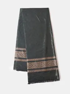 QUECY Women Ethnic Motifs Print Scarf with Frayed Border