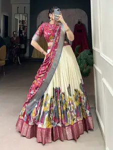 LADY SHOPI Floral Printed Ready to Wear Lehenga & Unstitched Blouse With Dupatta