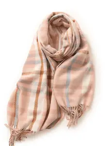 QUECY Women Checked Scarf with Tasselled Border