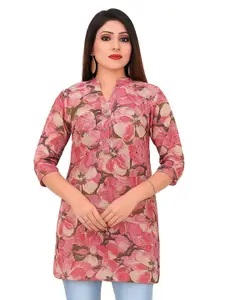 Meher Impex Women Abstract printed Mandarin Collar Straight Kurti